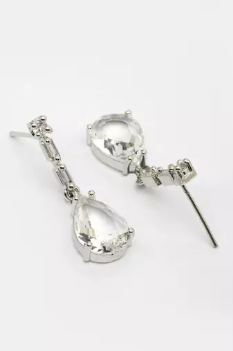  women's silver-plated white american diamond-studded handcrafted jewellery set