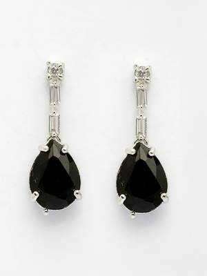  women's silver-plated black american diamond-studded handcrafted jewellery set 3