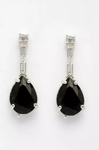  women's silver-plated black american diamond-studded handcrafted jewellery set