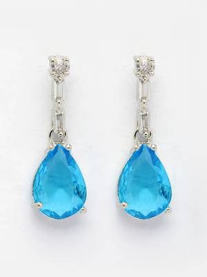  women's silver-plated blue american diamond-studded handcrafted jewellery set 3