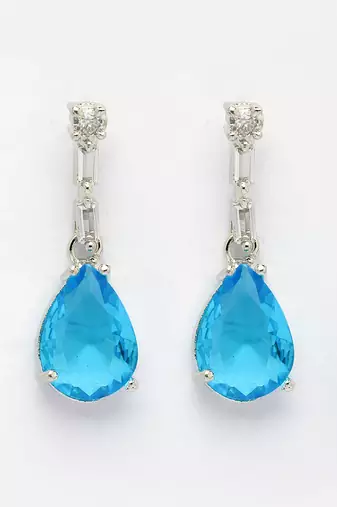  women's silver-plated blue american diamond-studded handcrafted jewellery set