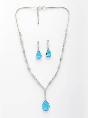  women's silver-plated blue american diamond-studded handcrafted jewellery set 4