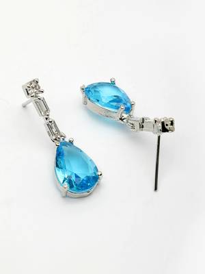  women's silver-plated blue american diamond-studded handcrafted jewellery set 5