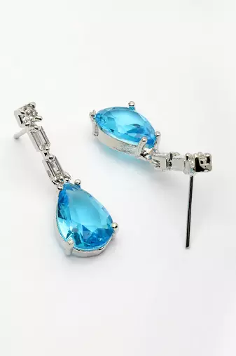  women's silver-plated blue american diamond-studded handcrafted jewellery set