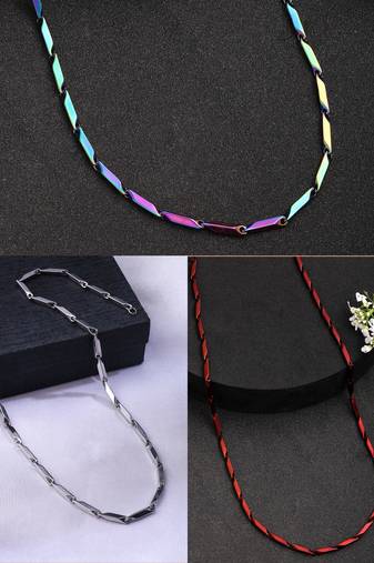  men set of 3 stainless steel trendy stylish chain