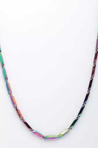  men multicolor rhodium-plated stainless steel chain