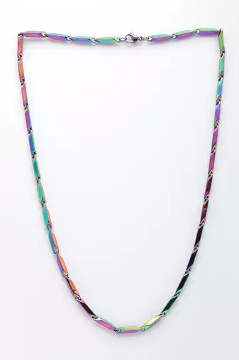  men multicolor rhodium-plated stainless steel chain
