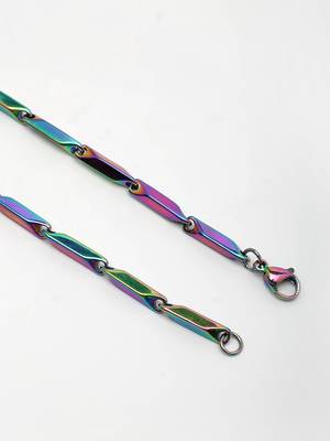  men multicolor rhodium-plated stainless steel chain 4