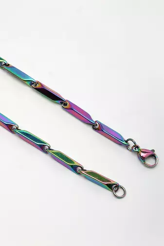  men multicolor rhodium-plated stainless steel chain