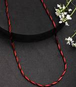  men maroon rhodium-plated stainless steel chain