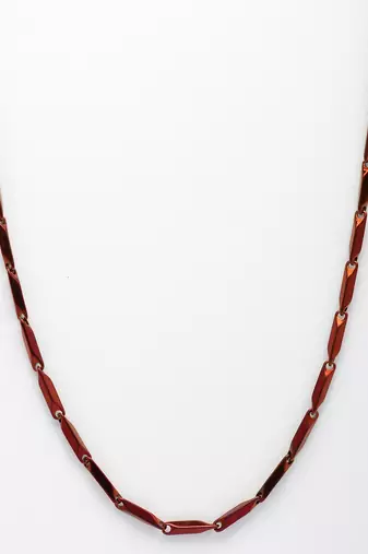  men maroon rhodium-plated stainless steel chain