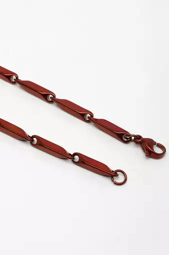  men maroon rhodium-plated stainless steel chain