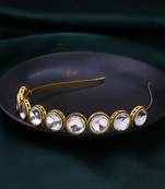  women kundan studded hair band - gold
