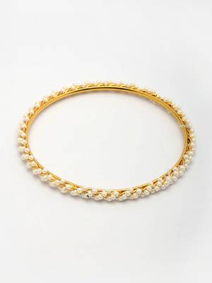  women set of 4 gold-plated pearls handcrafted traditional bangles 3
