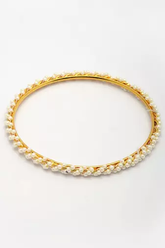  women set of 4 gold-plated pearls handcrafted traditional bangles
