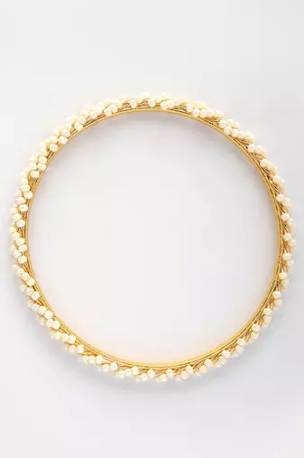  women set of 4 gold-plated pearls handcrafted traditional bangles