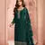 Peacock green heavy embroidery dola silk semi stitched suits