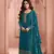 Peacock blue heavy embroidery dola silk semi stitched suits
