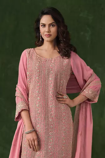 Peach rangoli silk sequin salwar suit