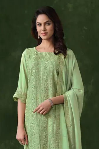 Lime green rangoli silk sequin salwar suit