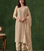 Cream rangoli silk sequin salwar suit