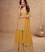 Yellow green free size full stitched palazzo wedding suits