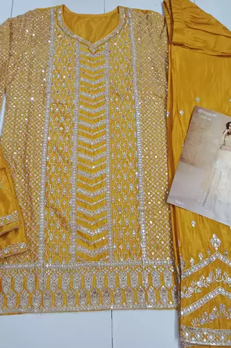 Yellow green free size full stitched palazzo wedding suits