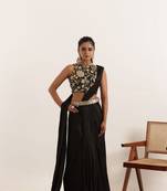 ready to wear black pure silk  saree