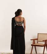 ready to wear black  ruffle saree