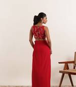 ready to wear cherry red  saree