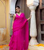 ready to wear magenta pink ruffle saree