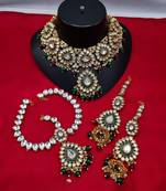 Royal kundan bridal set with mathapatti -  pearl drop wedding collection (gold plated)