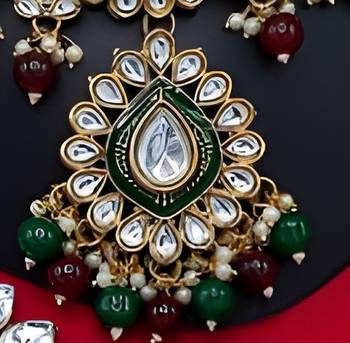 Royal kundan bridal set with mathapatti -  pearl drop wedding collection (gold plated) 2