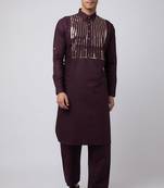 Arruga stylish cotton golden stripes pathani salwar set