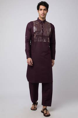 Arruga stylish cotton golden stripes pathani salwar set 2