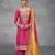 Pink digital printed chinon embroidered sequin work ready made suit (free size)