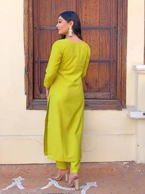 Womens Roman Silk With Embroidery Work Kurti,Pant and Dupatta Set 2