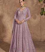 Embroidered chinon onion pink trendy salwar kameez