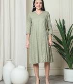 women's pure cotton jaipuri printed angarkha style western dress