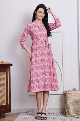 women's pure cotton jaipuri printed western dress 1