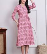 women's pure cotton jaipuri printed western dress