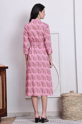 women's pure cotton jaipuri printed western dress 2