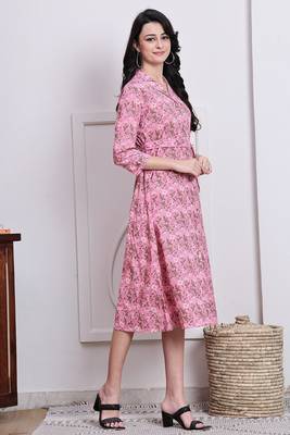 women's pure cotton jaipuri printed western dress 3