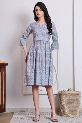  women's cotton jaipuri printed western dress 1