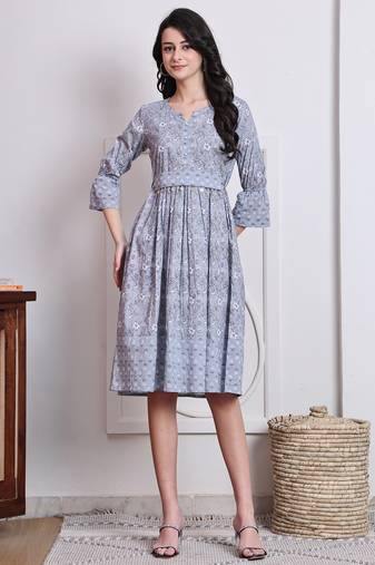  women's cotton jaipuri printed western dress