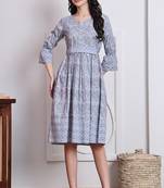  women's cotton jaipuri printed western dress
