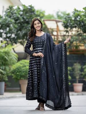 BLACK CHINON PARTY WEAR EMBROIDERY SUIT SET  4