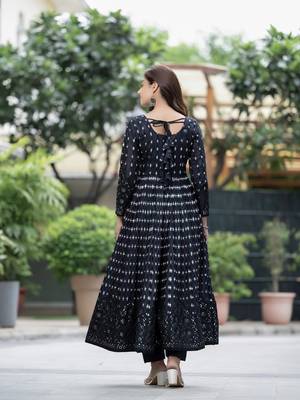 BLACK CHINON PARTY WEAR EMBROIDERY SUIT SET  6