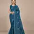 Peacock Blue Georgette embroidery saree with blouse piece for women