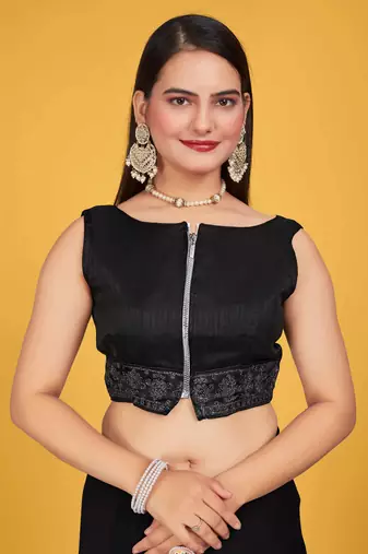 Black Georgette embroidery saree with blouse piece